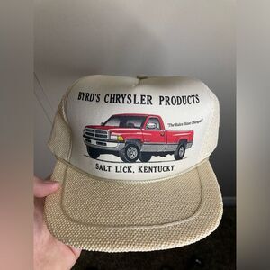 Vintage 80s Chrysler Hate Beige Pickup Truck Snapback Trucker Cap